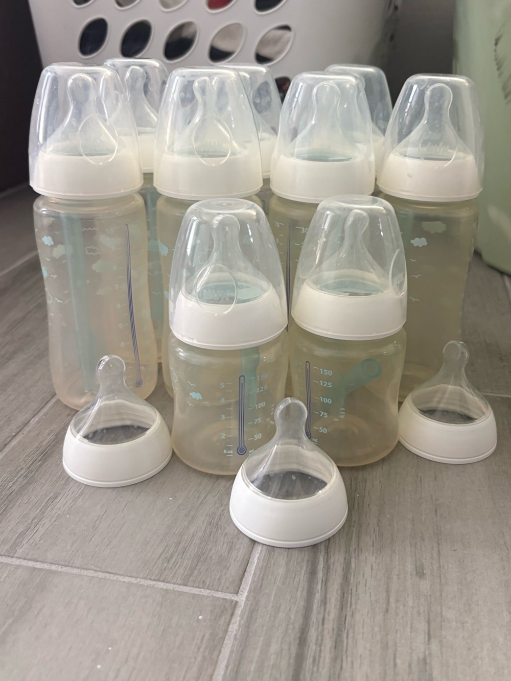 NUK Smooth Flow Anti Colic Wide Neck Baby Bottle Feeding Lot 9 Bottles 12pc Set